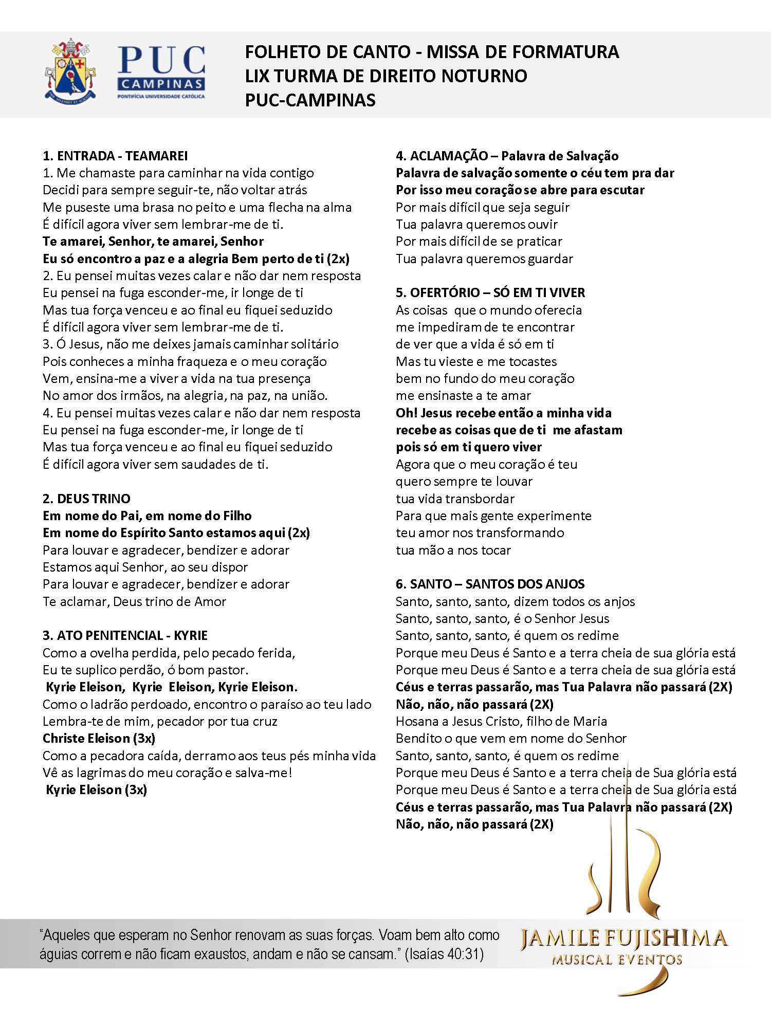 Canto De Entrada Para Missa De Formatura Formatura E Recepcao Do Jantar Lix Turma De Direito Puccamp